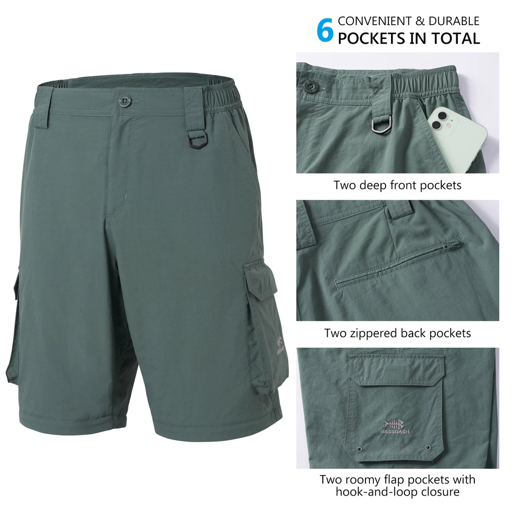 Bassdash Men’s Outdoor Quick Dry Convertible Pants Zip-Off Water Resistant Lightweight Fishing Hiking Cargo Shorts with UPF50+