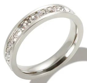 Personality Round Beads Ring Band Small Clear Crystal Zircon Waterproof Stainless Steel Rings Simple Granular Fine Jewelry - memorylane shop