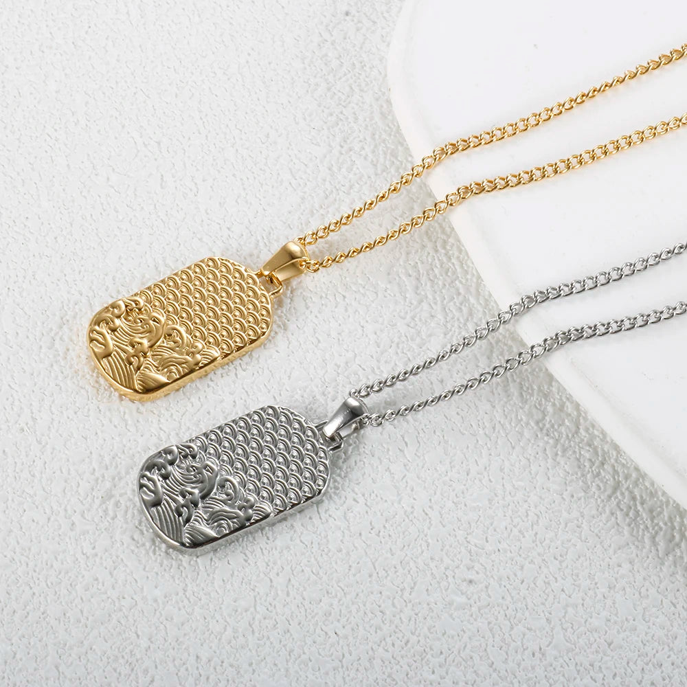 Square Pendant Necklace for Women | Stainless Steel Chain