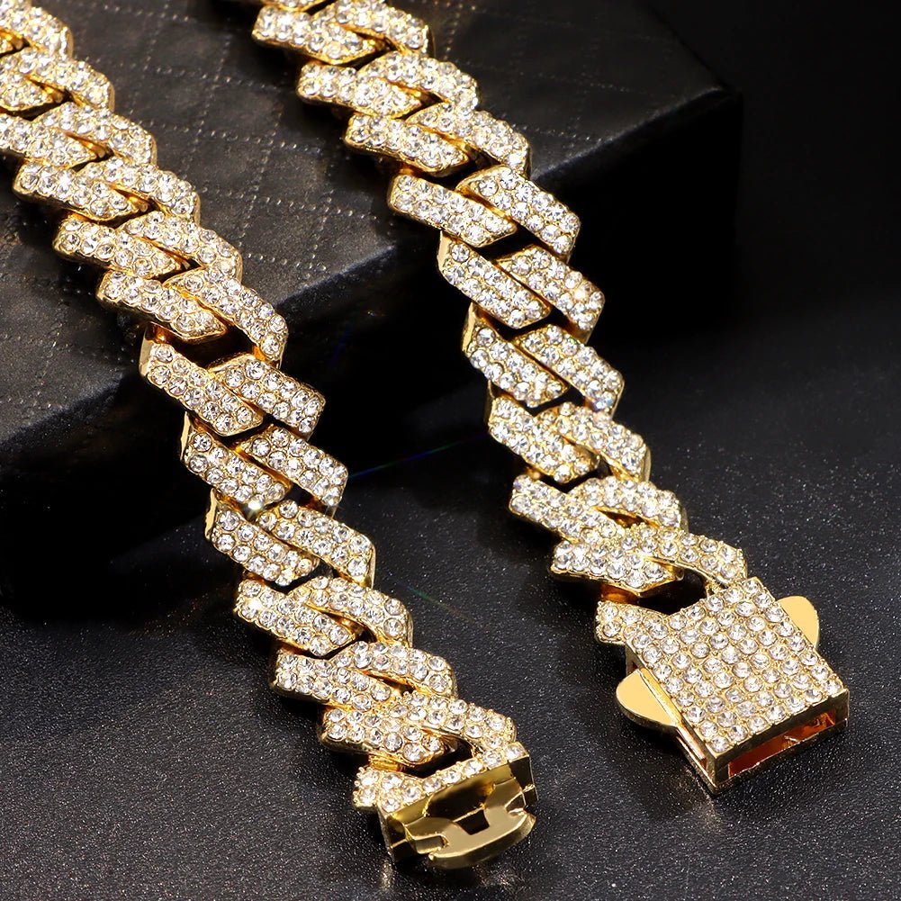 Summer 14MM Chunky Cuban Anklet For Women Gold - plated Rhombus Cuban Link Chain Anklets Beach Sandals Jewelry New - memorylane shop