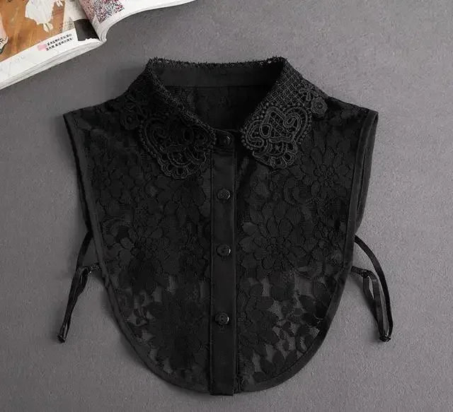 Fashion 2025 Front Tie White Fake Collar for Women Stand Detachable Collar Fake Girls Vintage Lace Ladies False Blouse Collar - memorylane shop