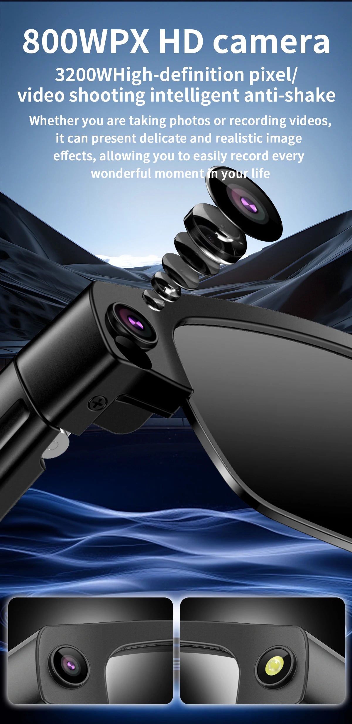 Smart Camera Glasses – Photo, Video, BT Call & AI Voice Assistant | Sunglasses