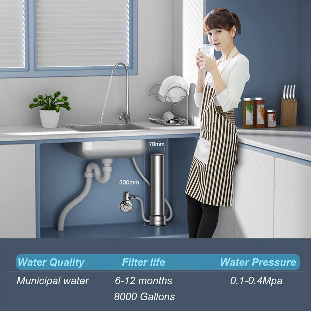 ALTHY U200PRO Kitchen Under Sink Drinking Water Filter Purifier 5 in 1, Stainless Steel Filtration System With Faucet - memorylane shop