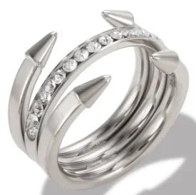 Personality Round Beads Ring Band Small Clear Crystal Zircon Waterproof Stainless Steel Rings Simple Granular Fine Jewelry - memorylane shop