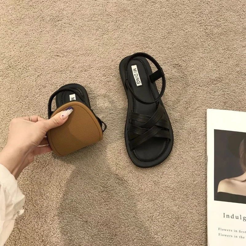 Summer Sandals New Fashion Simple Women Shoes Soft Comfort Versatile Flat Shoe Beach Retro Daily Roman Shoes Босоножки Женские