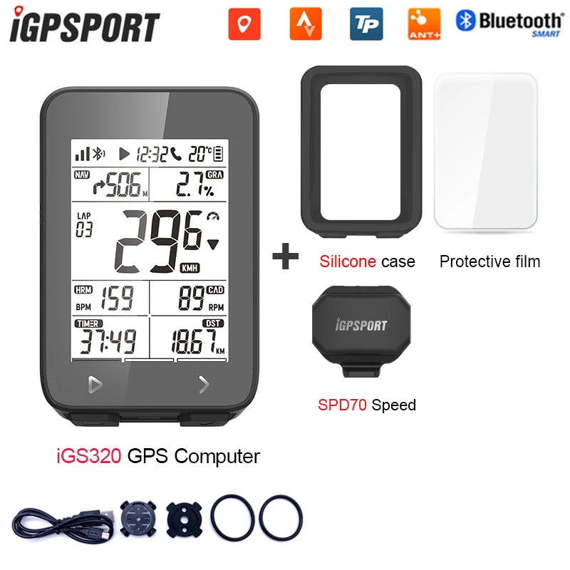 IGPSPORT iGS320 TYPE-C Blu5.0 ANT+ long battery 2.4 inch Outdoor Gps Bike Computer Navigation Tracking Wireless Speedometer