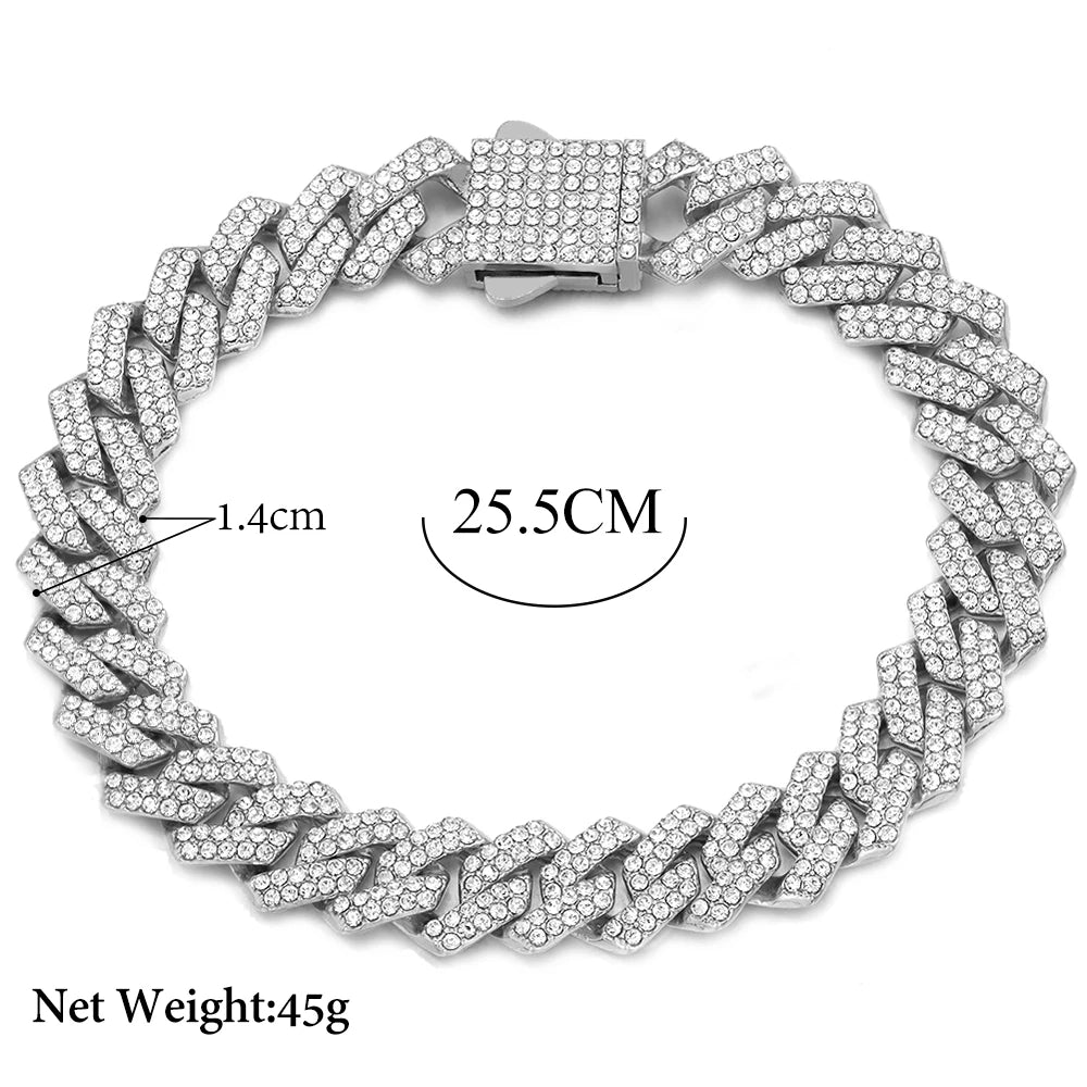 Summer 14MM Chunky Cuban Anklet For Women Gold - plated Rhombus Cuban Link Chain Anklets Beach Sandals Jewelry New - memorylane shop