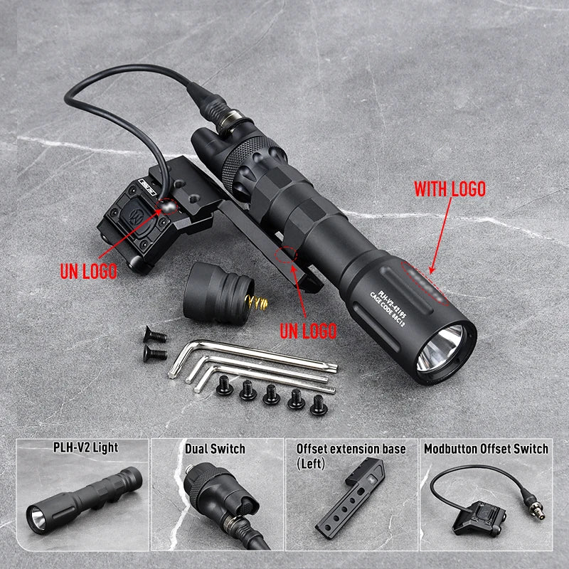 Tactical PLHV2 Flashlight High Power Scout Light Modlit PLH-V2 Hunting Weapon1 Lamp UNIT Offset Switch For 20mm Picatinny Rail