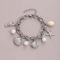 Summer Beach Stainless Steel Bracelets For Women Starfish Shell Ocean Style Pendant Bohemian Jewelry Gift Fashionable ResortWear - memorylane shop