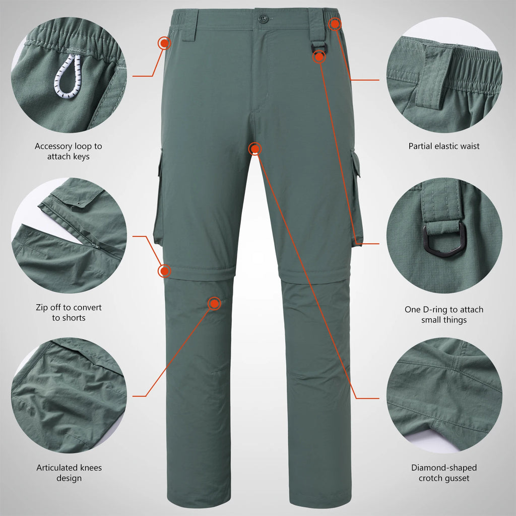 Bassdash Men’s Outdoor Quick Dry Convertible Pants Zip-Off Water Resistant Lightweight Fishing Hiking Cargo Shorts with UPF50+