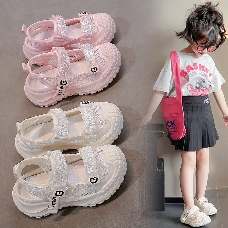 Summer Girls' Sports Sandals Comfortable and Soft Non - Slip and Breathable Outdoor Sports Sandals with Rhinestone Decorations - memorylane shop