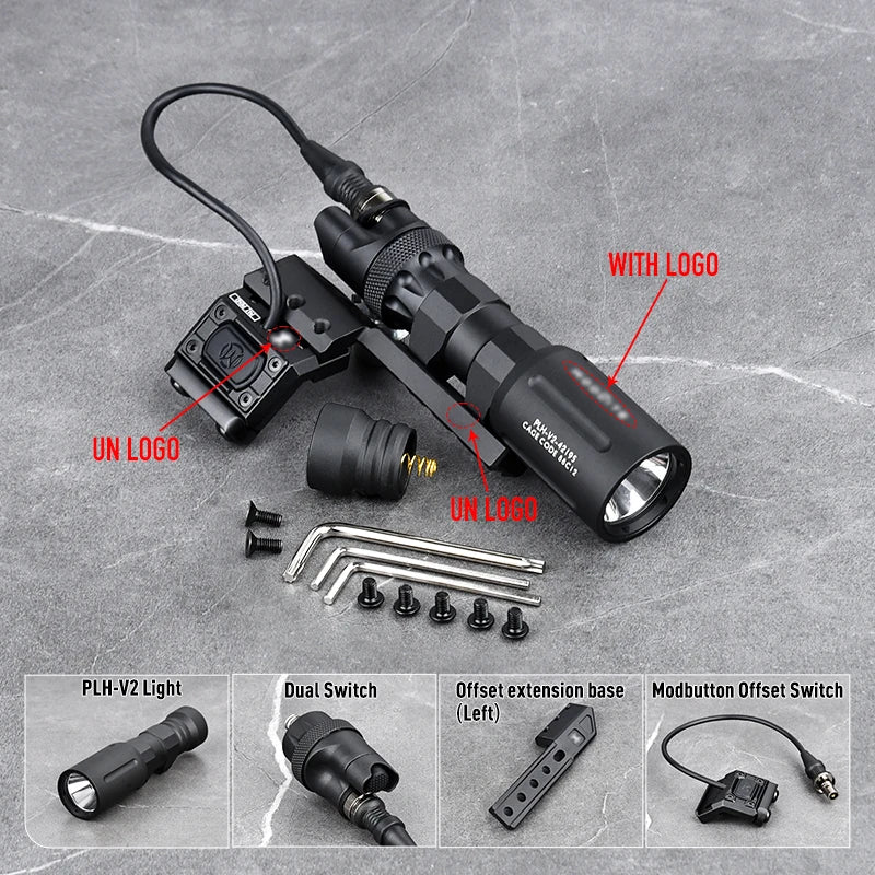 Tactical PLHV2 Flashlight High Power Scout Light Modlit PLH-V2 Hunting Weapon1 Lamp UNIT Offset Switch For 20mm Picatinny Rail