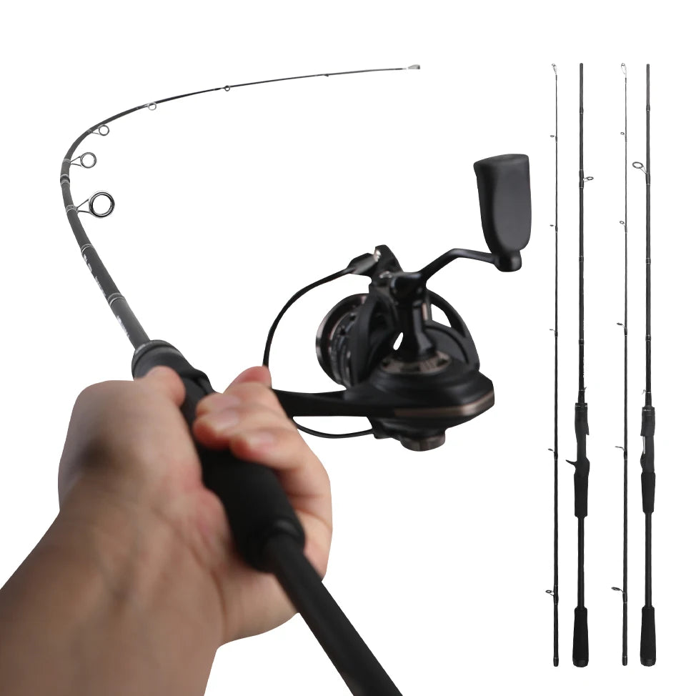 ROLLFISH Carbon Fiber Spinning Casting Fishing Rod M Power Fast Action For Freshwater & Saltwater Bass Trout Carp Fish