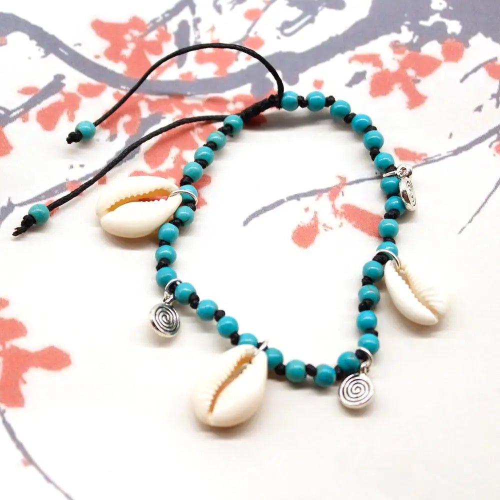Shell Anklets For Women Beads Shell Foot Jewelry Summer Beach Barefoot Bracelet Ankle On Leg Ankle Strap Bohemian Accessories - memorylane shop