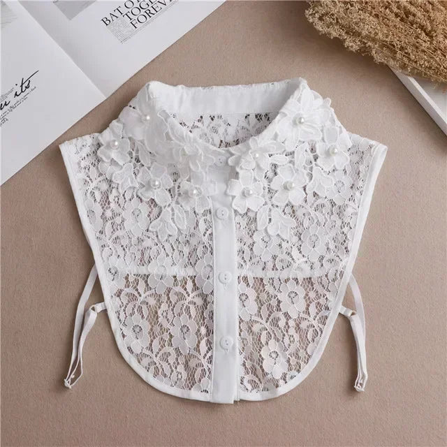 Women's Vintage Lace Front Tie Detachable Collar