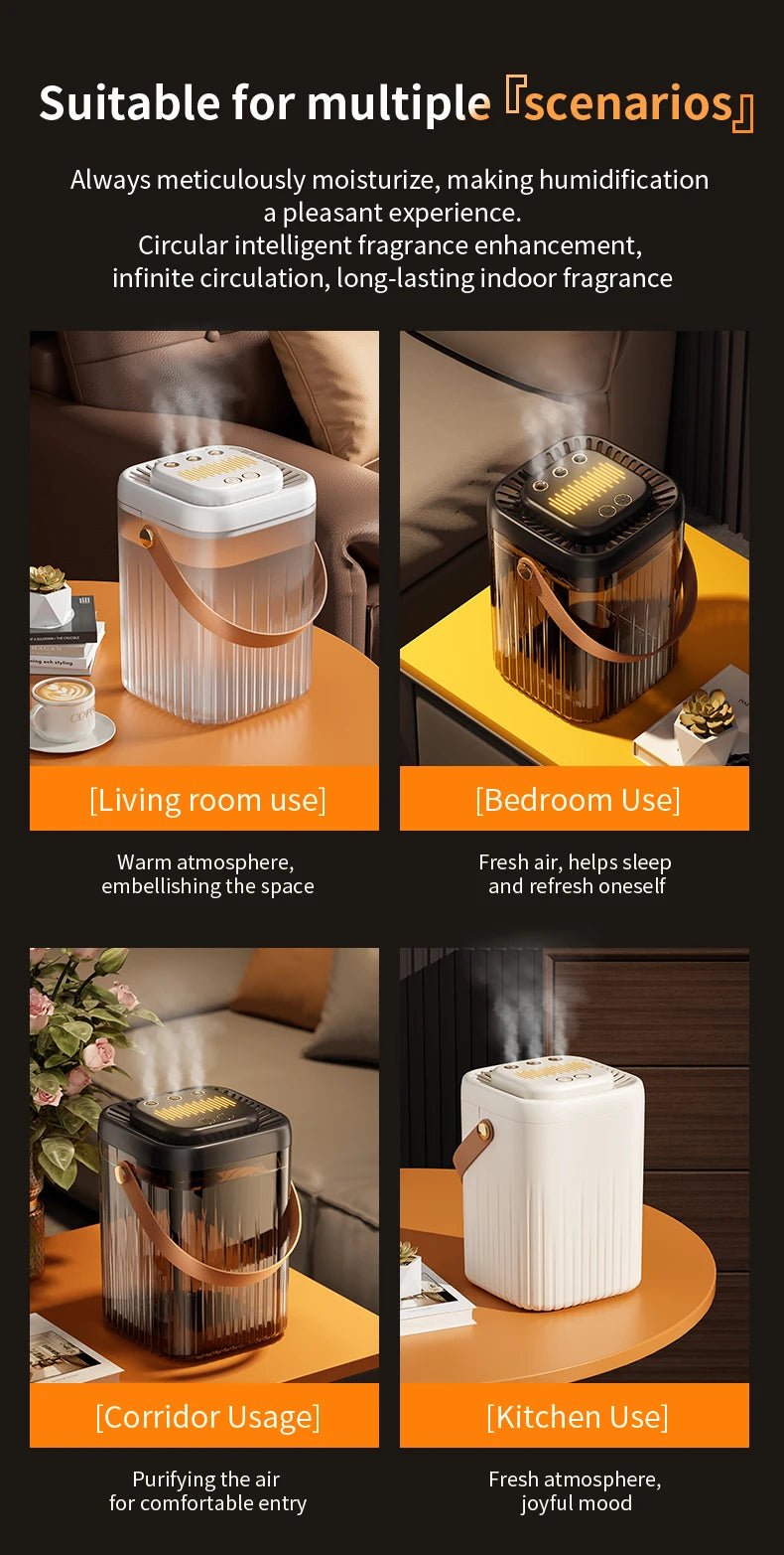 3L Air Humidifier 3 Nozzles Smart Cool Mist Humidifier For Home Bedroom Office night light USB Humidifier Diffuser - memorylane shop