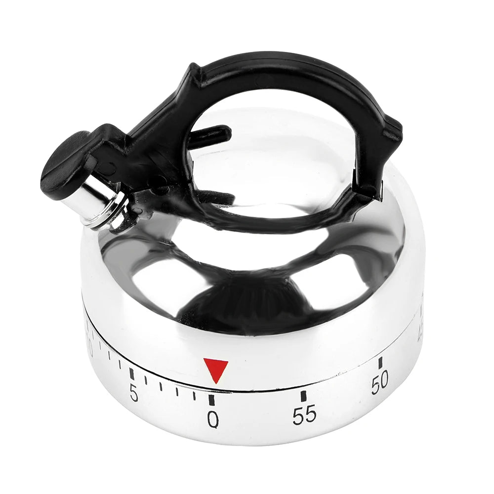 60-Minute Mechanical Kitchen Timer – Kettle Shape Countdown Alarm