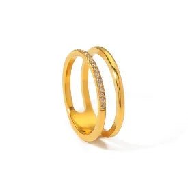 Stainless Steel Ring for Women Inlaid Zircon Rings Waterproof Romantic Fashion Jewelry - memorylane shop