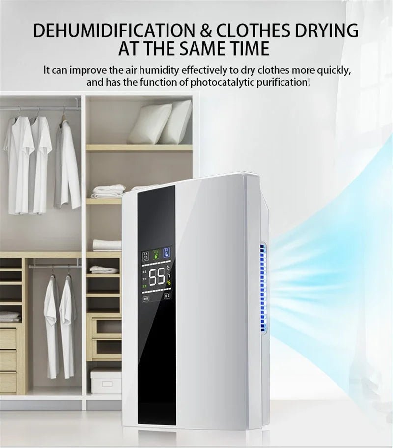 2 in 1 Dehumidifier and Air Purifier Moisture Absorber Household Mute Bedroom Basement Remote Control Timing External Water Pipe - memorylane shop