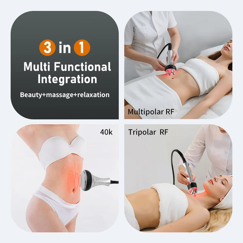 40K 3-in-1 Ultrasonic Body Shaping Instrument Negative Pressure Slimming Beauty Massage  Facial Care Beauty Salon Dedicated