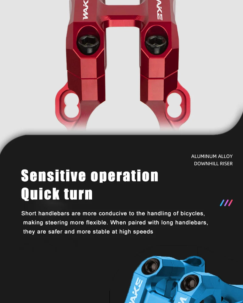 Wake Bike Short Stem Aluminum Alloy Mountain Downhill CNC Bike Handlebar Stem 31.8mm MTB Lightweight Short Stem Bike Accessories