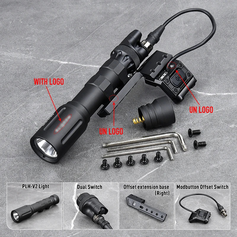 Tactical PLHV2 Flashlight High Power Scout Light Modlit PLH-V2 Hunting Weapon1 Lamp UNIT Offset Switch For 20mm Picatinny Rail