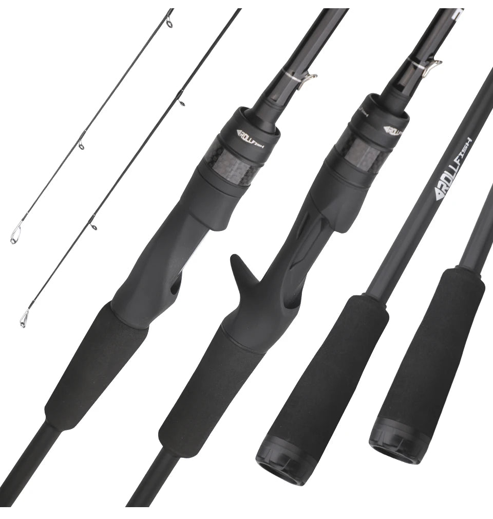 ROLLFISH Carbon Fiber Spinning Casting Fishing Rod M Power Fast Action For Freshwater & Saltwater Bass Trout Carp Fish