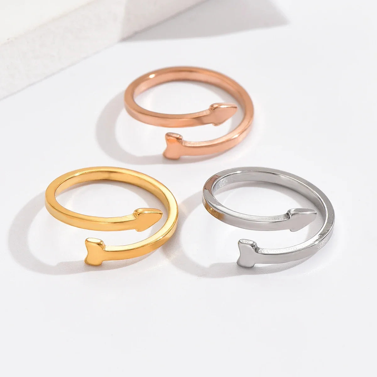 3pc Stainless Steel Hollow Arrowhead Toe Rings for Women