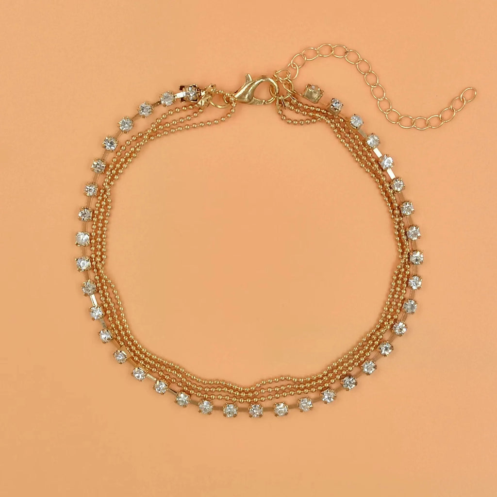Women's Crystal Silver Chain Link Anklet – Barefoot Beach Jewelry