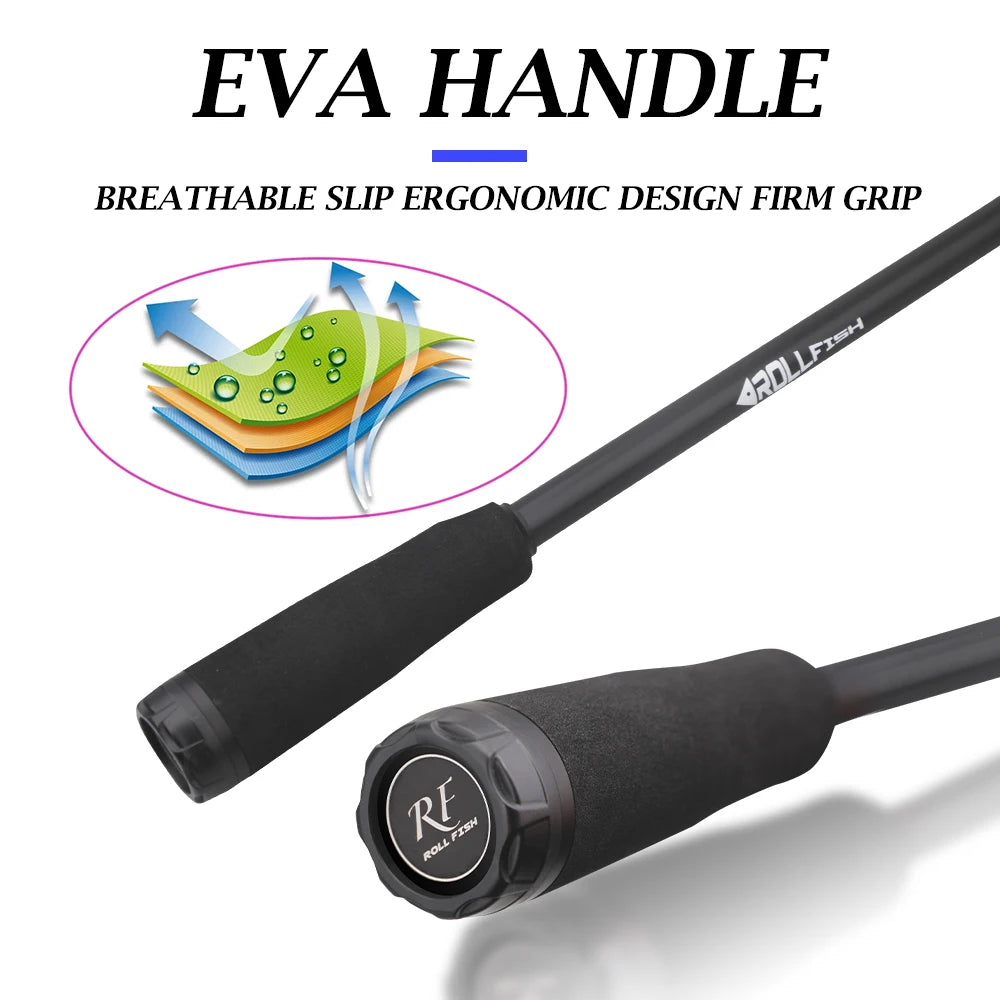ROLLFISH Carbon Fiber Spinning Casting Fishing Rod M Power Fast Action For Freshwater & Saltwater Bass Trout Carp Fish