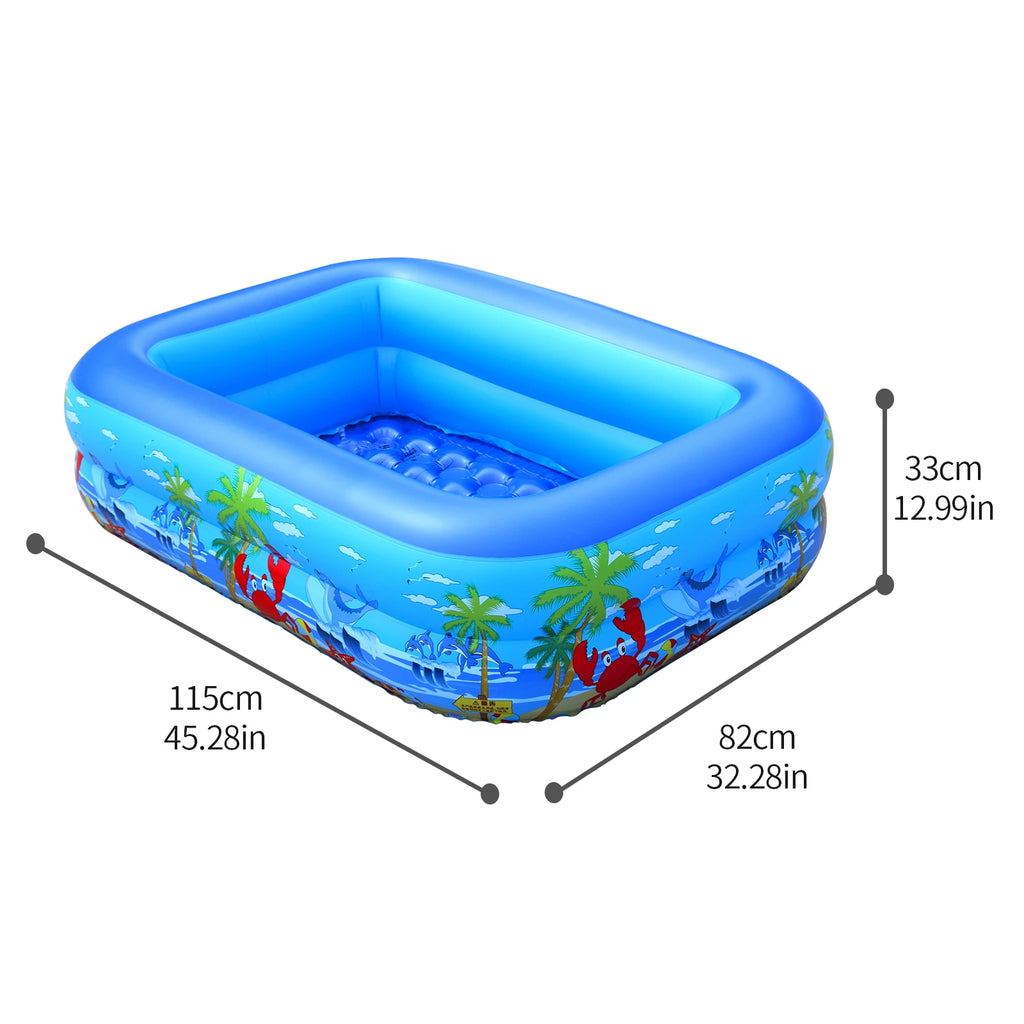 120cm~150cm Inflatable Ball Pit Pool for Kids, Toddlers, Blow Up PVC Swimming Pool for Indoor Outdoor Water Party Backyard, Blue