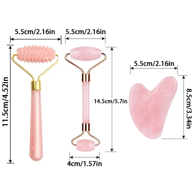 Facial Roller Set, Heart Face Massager, Body Gua Sha, 4 Seasons Double - Ended Beauty Stick Tools for Skincare - memorylane shop