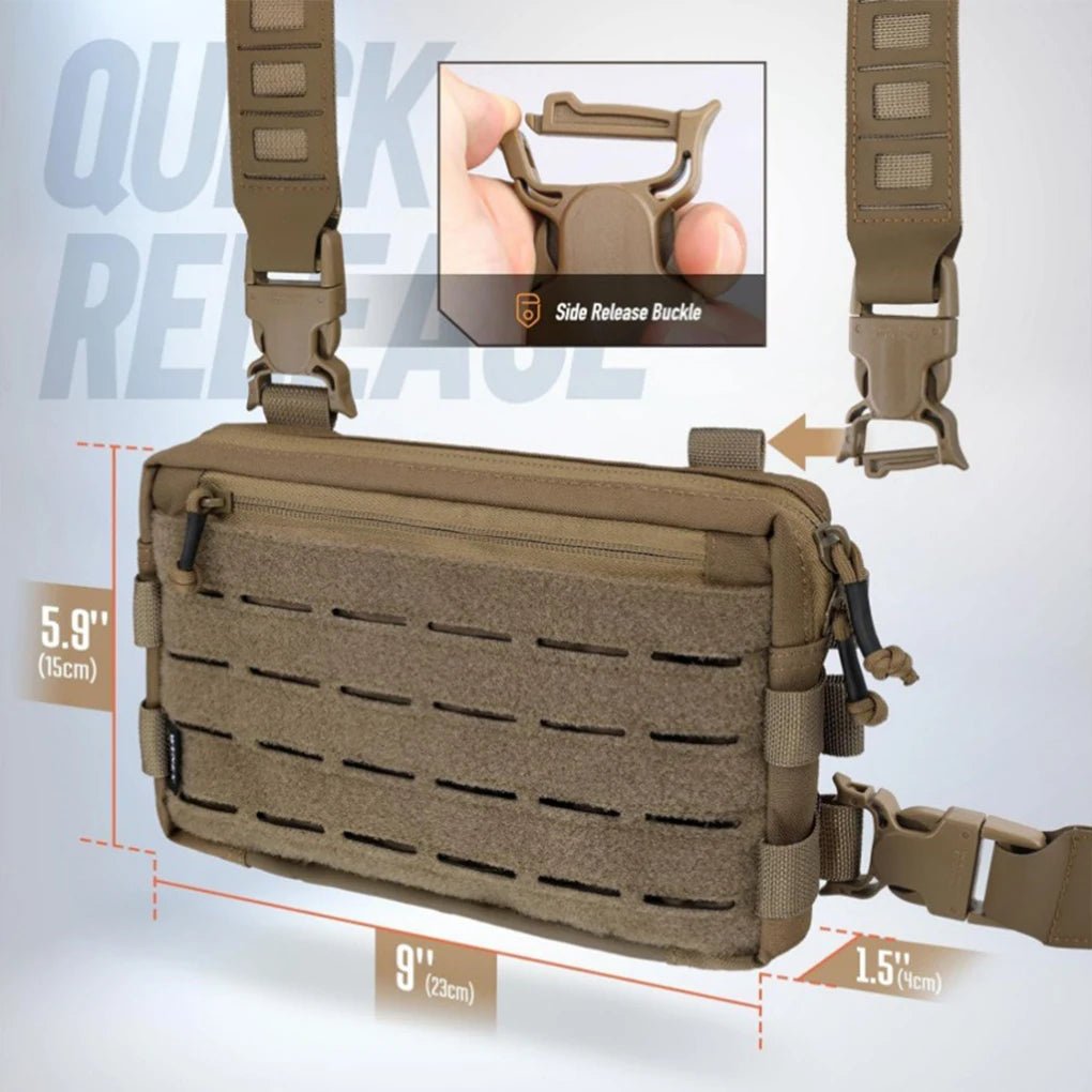 Men Tactical Chest Rig Recon Kit Bag Front Pouch EDC Chest Pack Lightweight for Hunting Hiking Running Outdoor Daily Use - memorylane shop