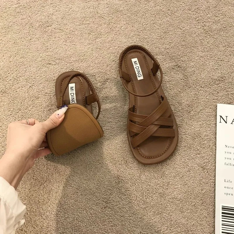 Summer Sandals New Fashion Simple Women Shoes Soft Comfort Versatile Flat Shoe Beach Retro Daily Roman Shoes Босоножки Женские