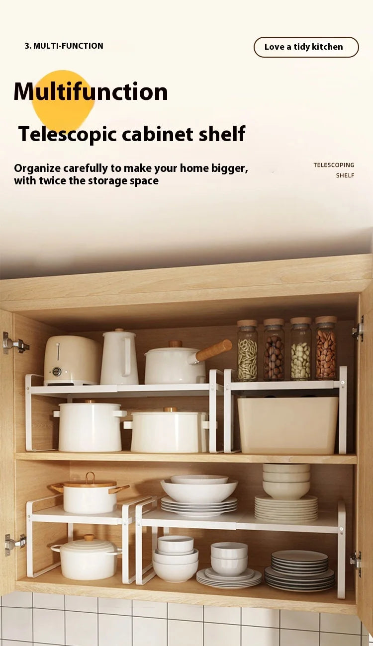 Retractable Kitchen Countertop Shelf – Adjustable Microwave & Oven Rack Organizer