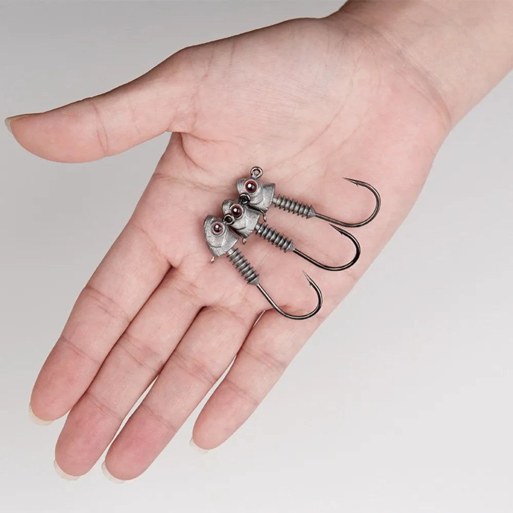 15PCS Swimbait Hook Jig Head High Strength Fishing Worm Lure Hooks For Seawater Freshwater Fishhook Fishing Tackle Luminous Eyes