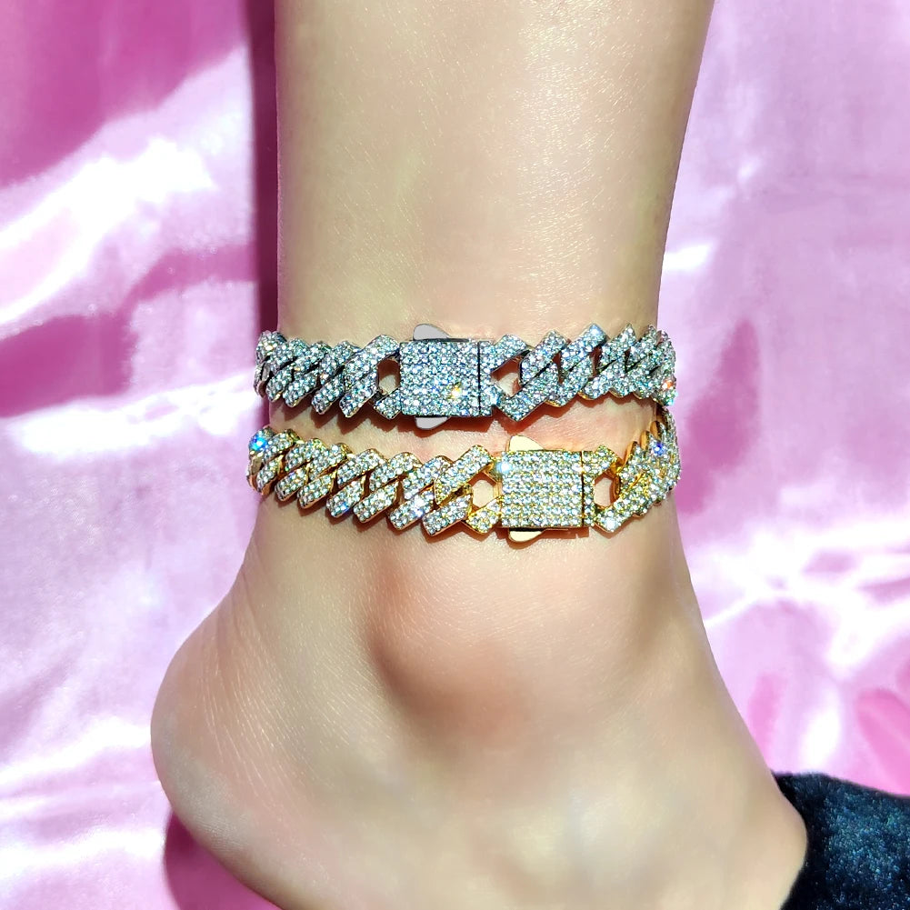 Women's 14mm Gold-Plated Chunky Cuban Link Chain Anklet