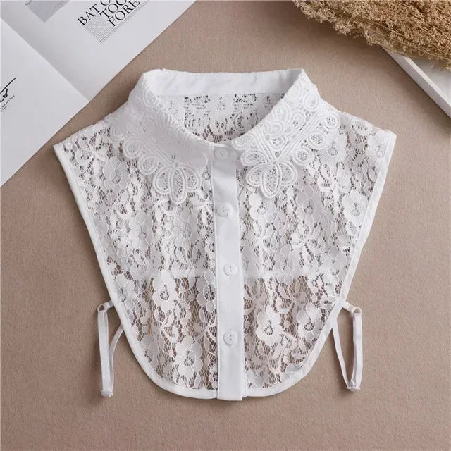 Women's Vintage Lace Front Tie Detachable Collar