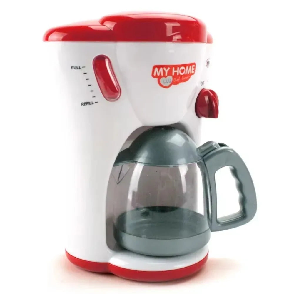 Coffee maker with red and white design on a white background