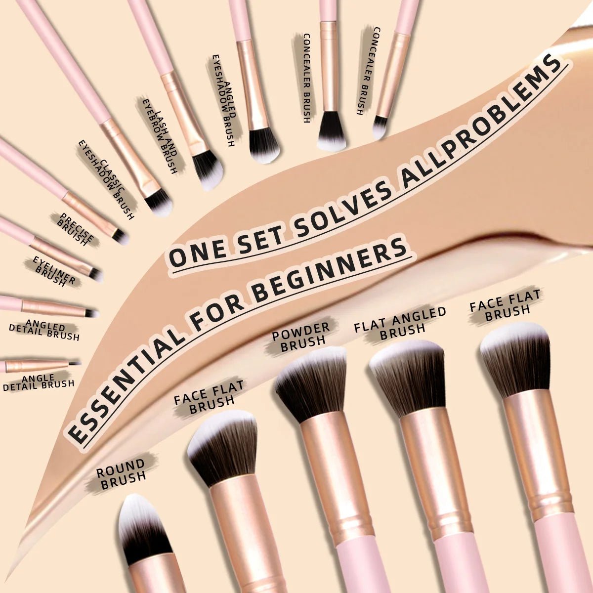 Set of 25 professional makeup tools, including makeup brushes, eyebrow trimmers, plush bags, powder puffs, sponge balls - memorylane shop