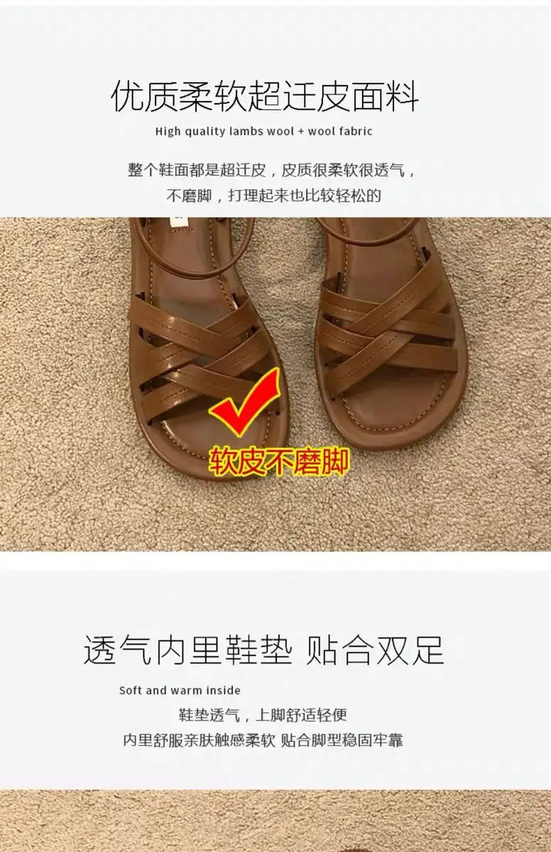 Summer Sandals New Fashion Simple Women Shoes Soft Comfort Versatile Flat Shoe Beach Retro Daily Roman Shoes Босоножки Женские