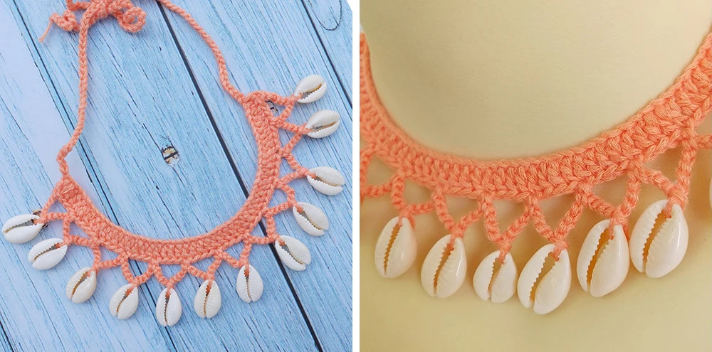 Seashell Anklet Chain – Crochet Bohemian Beach Foot Jewelry