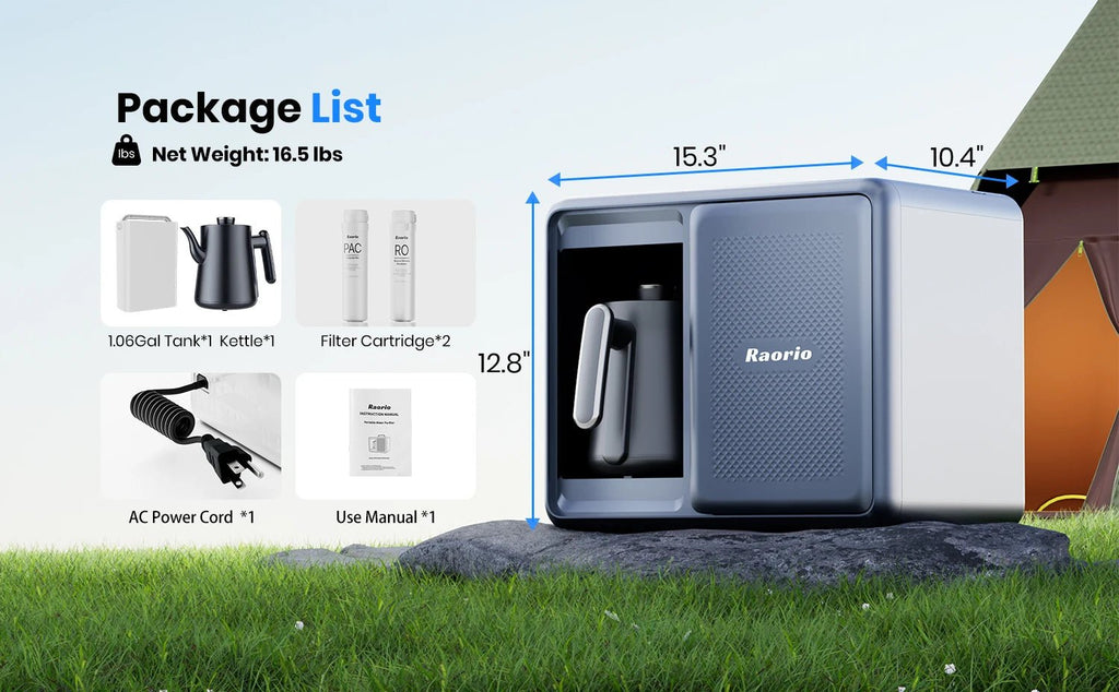 Raorio Camping Water Drinking Filter Outdoor Intelligent ReverseOsmosis System Portable Heating Water 5 Stage RO&UV Purification - memorylane shop