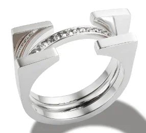 Stainless Steel Ring for Women Inlaid Zircon Rings Waterproof Romantic Fashion Jewelry - memorylane shop