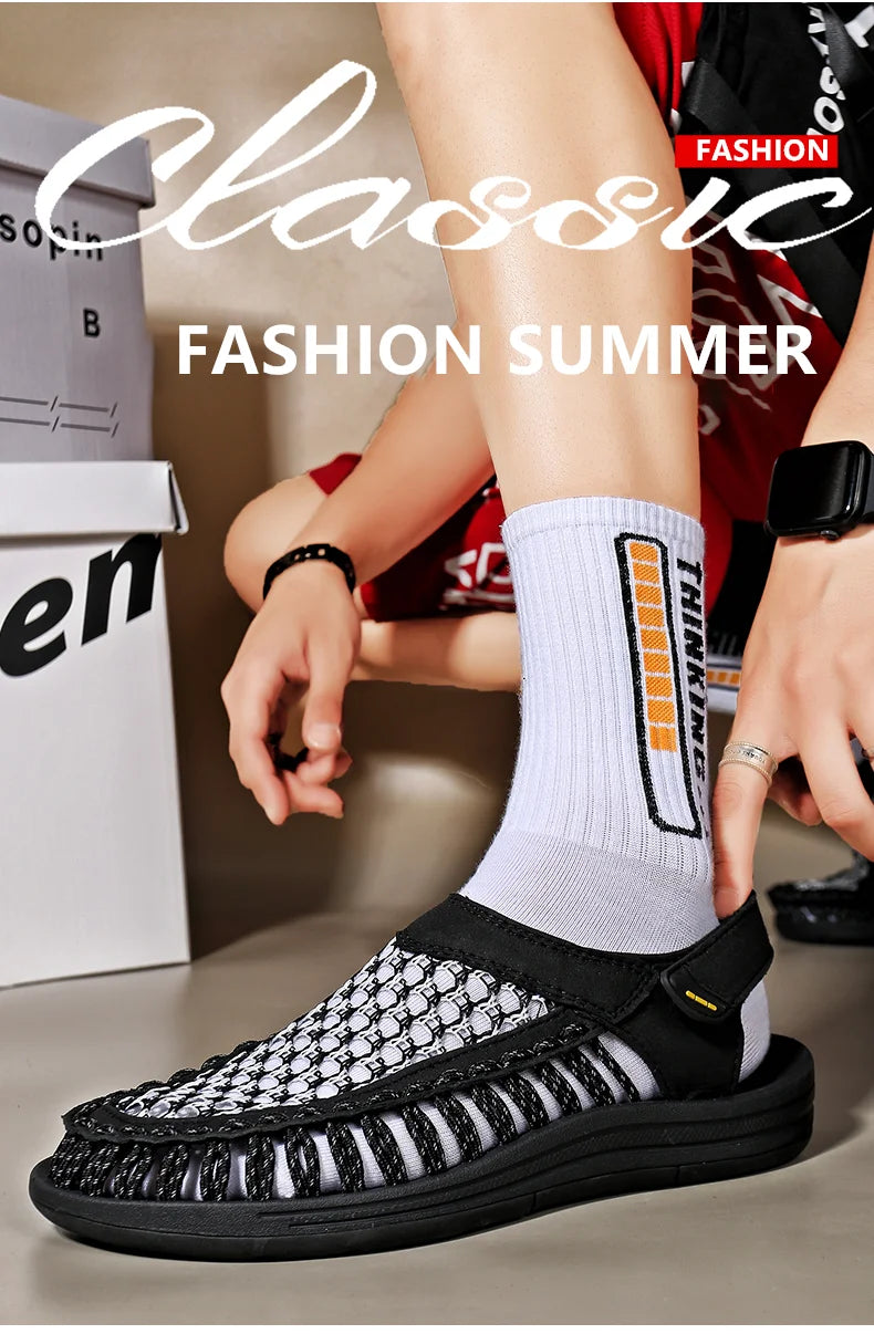 Summer New Sandals Men's Brand Designer Fashion Casual Outdoor Waders Large Size Hand-woven High Quality Beach Sandals For Men