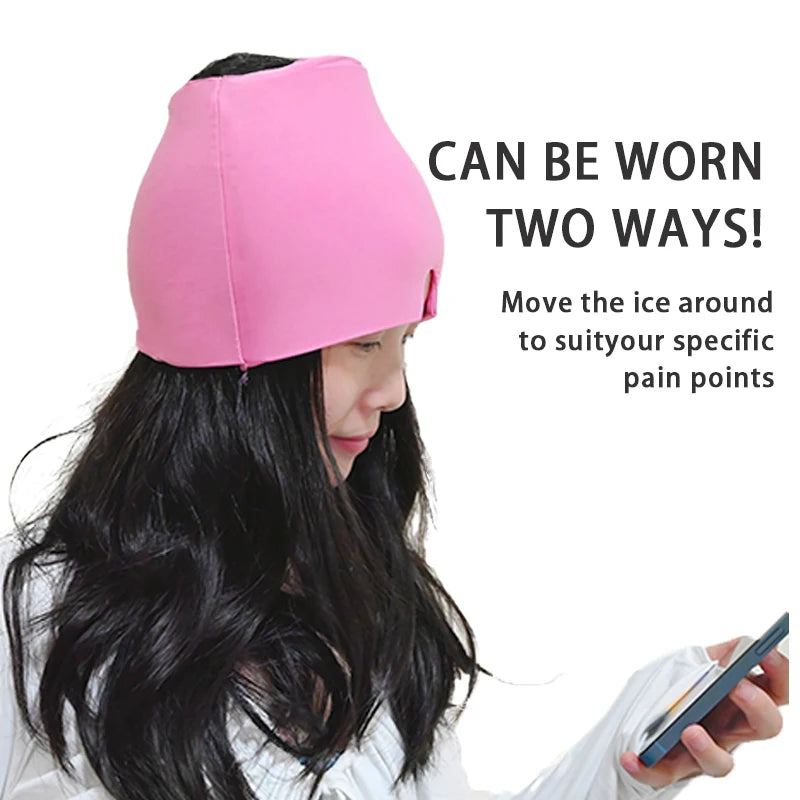 "Gel Ice Headache & Migraine Relief Hat, Cold Compress Therapy Cap, Ice Head Wrap & Eye Mask for Pain Relief