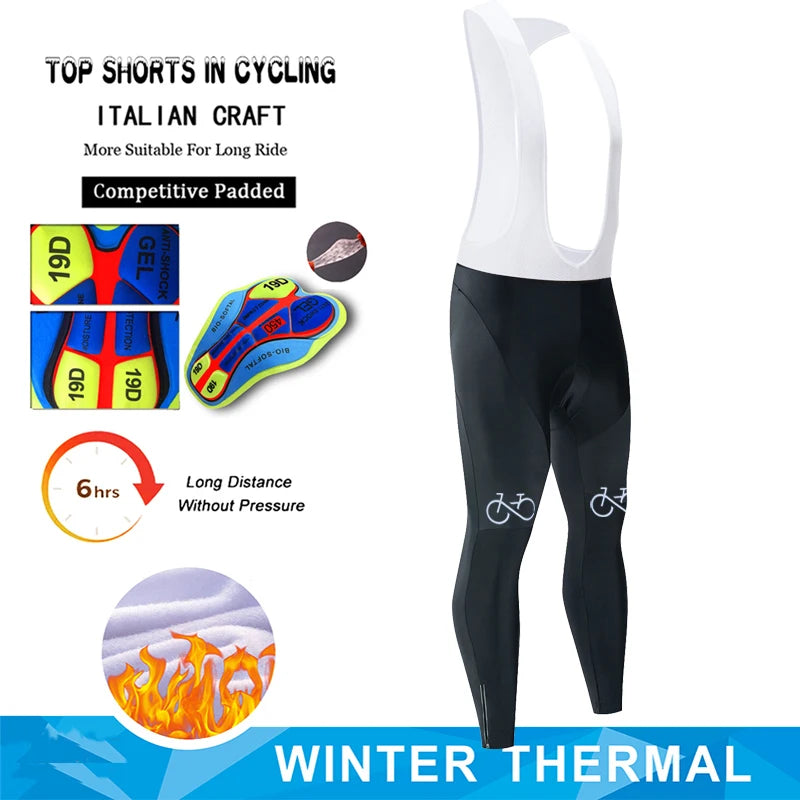 Alpecin Cycling Pants Winter Fleece Thermal Cycling Tights Men Cycling Bib Pants Windproof Bike Long Trousers MTB 19D GEL Padded