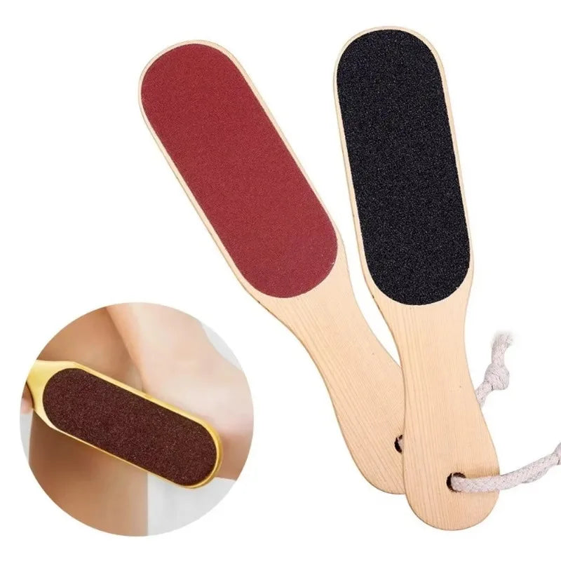Foot Care Tools - Pedicure Dead Skin and Callus Remover, Foot Scrubber with Sandpaper and Wooden Handle