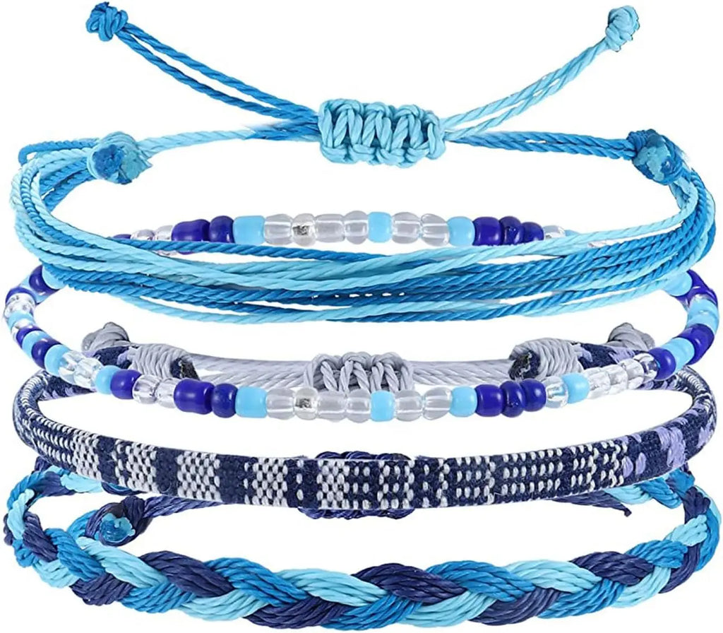 Beach Summer Ankle Bracelet for Women Teen Girls Waterproof , Handmade Braided Adjustable String Anklets Surfer Bracelets