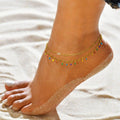 Summer Beach Boho Anklets for Women, Doule Layered Colorful Tassel Foot Chain Ankle,adjustable Leg Bracelets Bodychain Gifts - memorylane shop